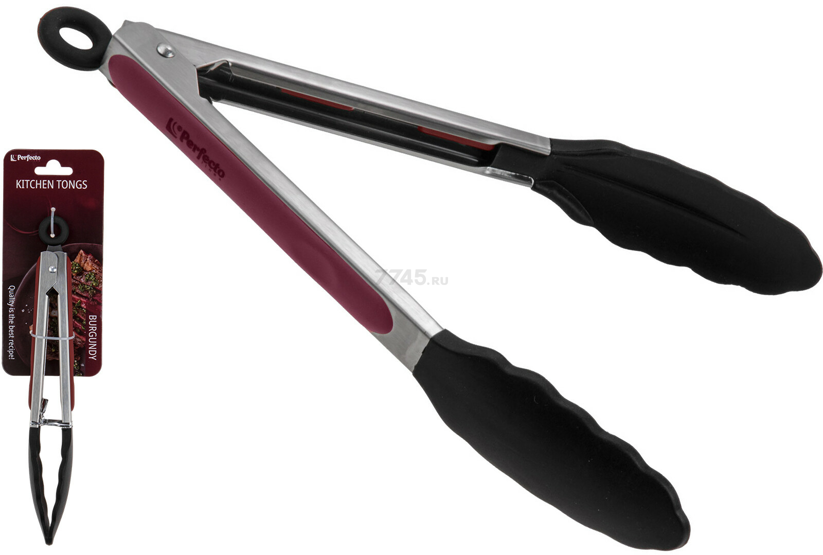 Щипцы кулинарные силиконовые PERFECTO LINEA Burgundy 23 см (21-010006)