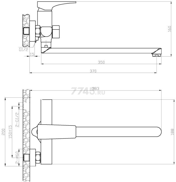 Смеситель для ванны AV ENGINEERING Dar (AVDAR3-51053) - Фото 5