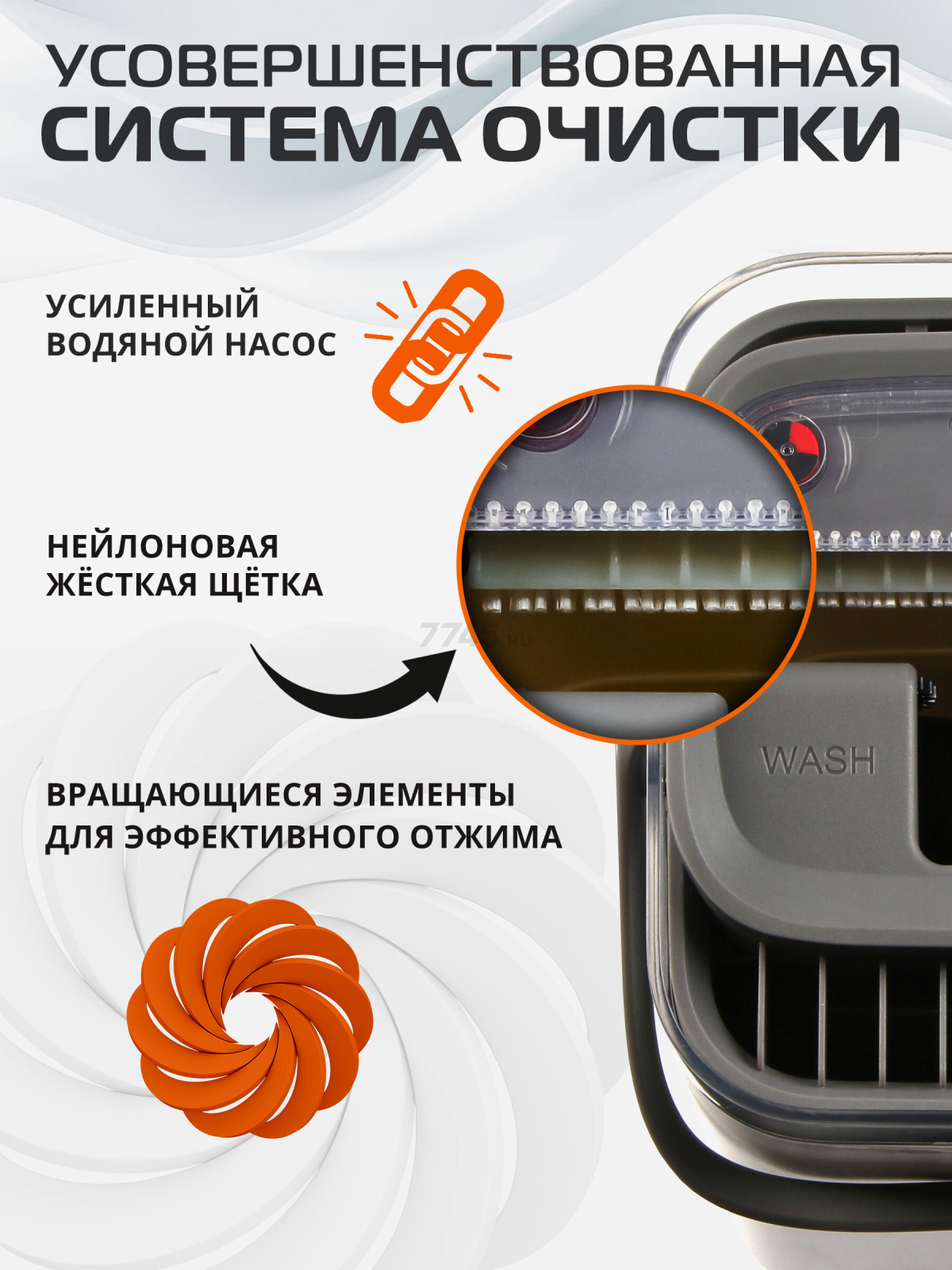 Швабра с отжимным ведром BRUNER Rein (BR-11278111) - Фото 4