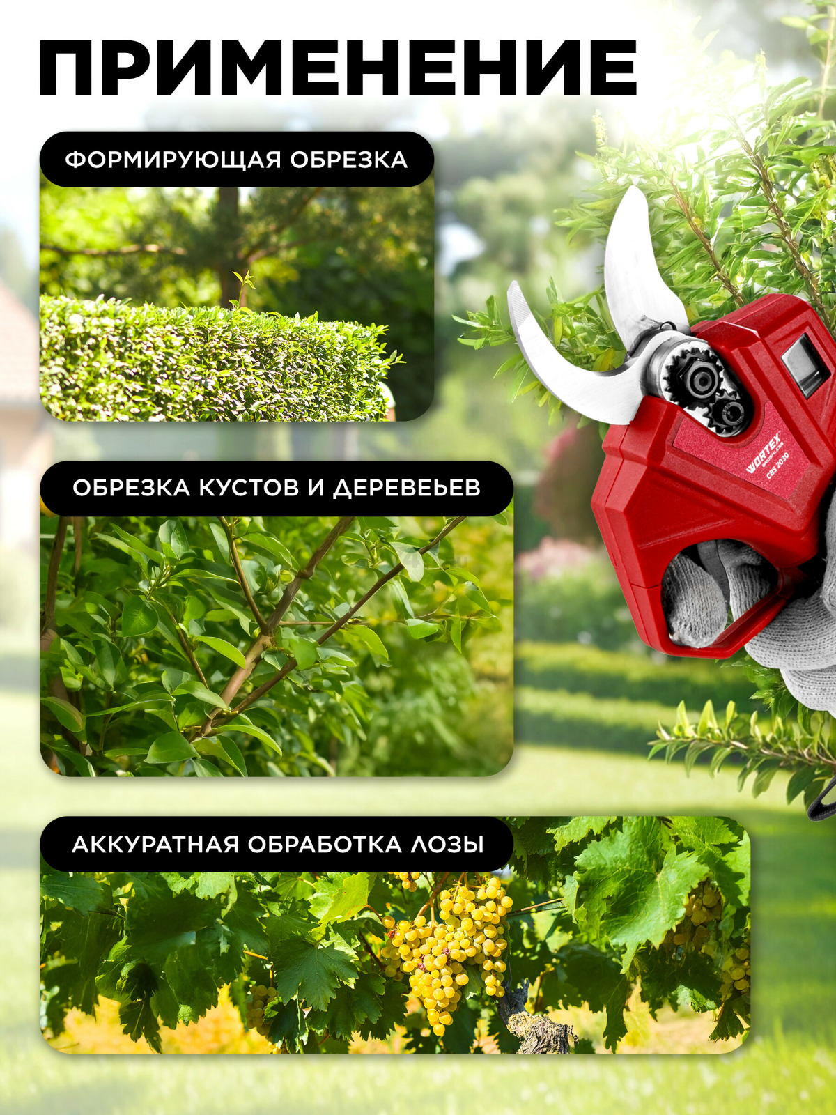 Секатор аккумуляторный WORTEX CBS 2030 ALL1 SOLO (1329774) - Фото 4