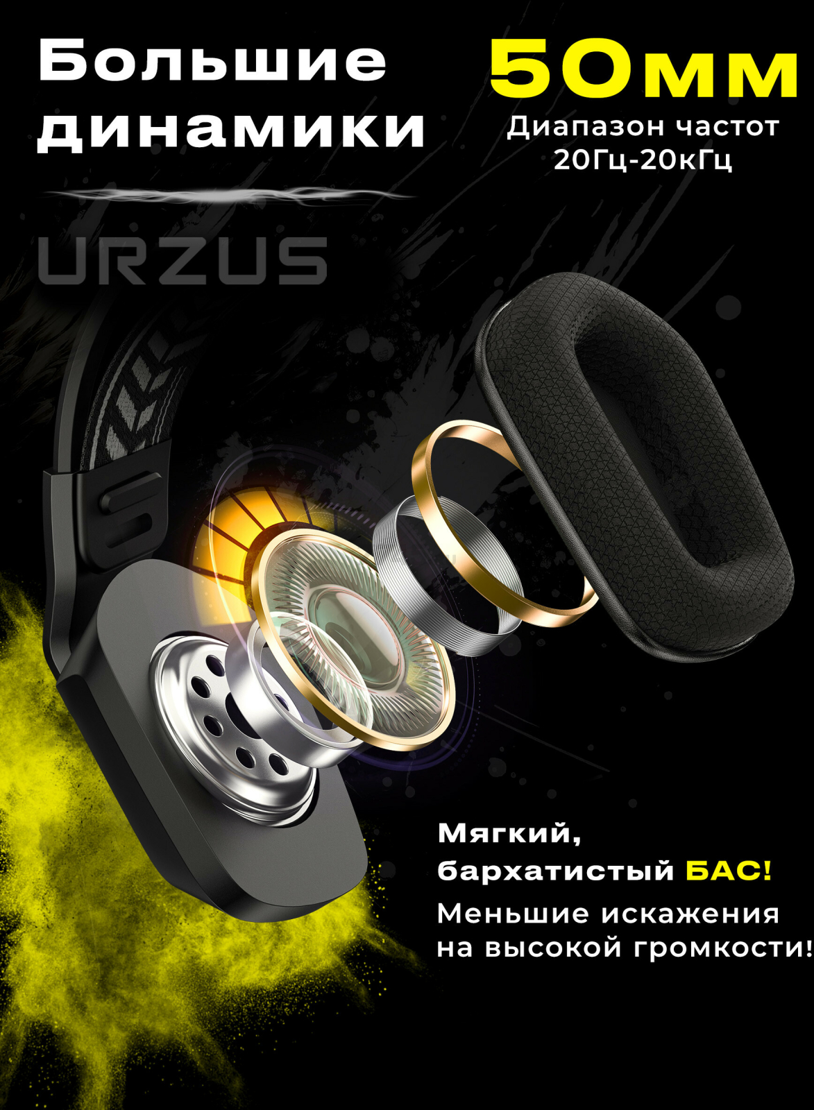 Наушники-гарнитура игровые URZUS Black Cloud (UR-5524114) - Фото 4