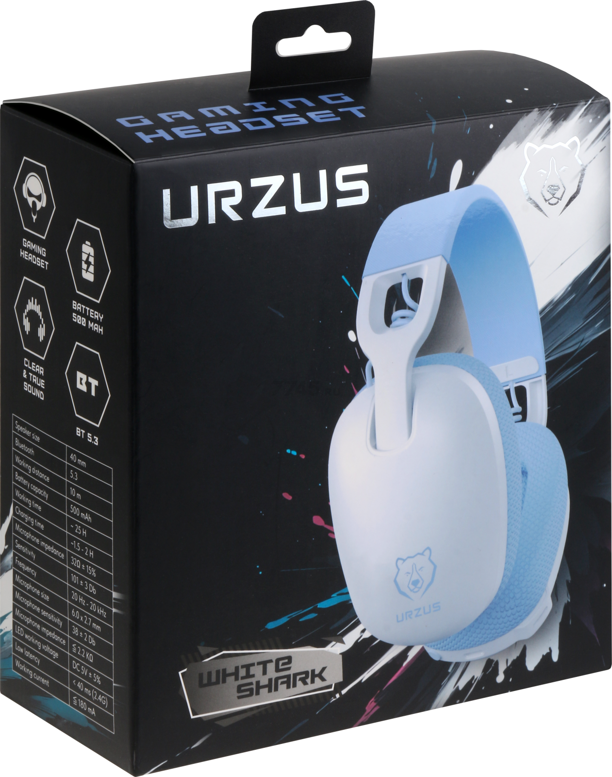 Наушники-гарнитура игровые беспроводные URZUS White Shark (UR-5524119) - Фото 15