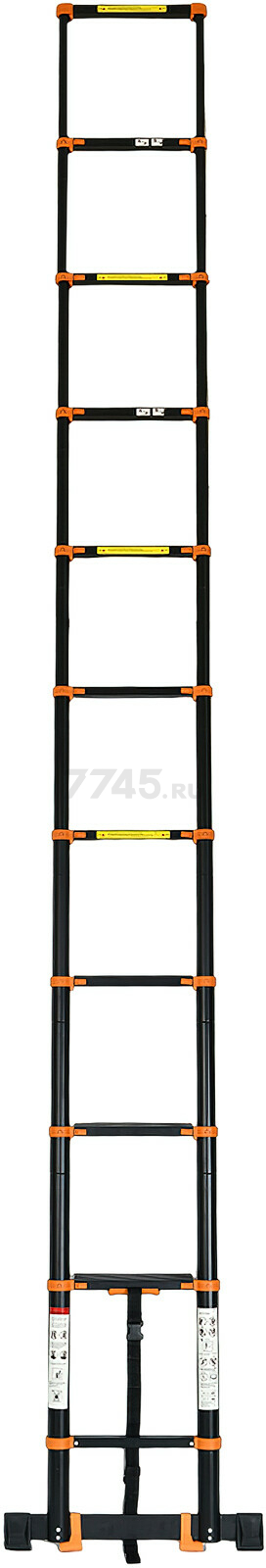 Лестница телескопическая алюминиевая приставная 430 см 10,8 кг STARTUL Black Line (ST9931-043) - Фото 2