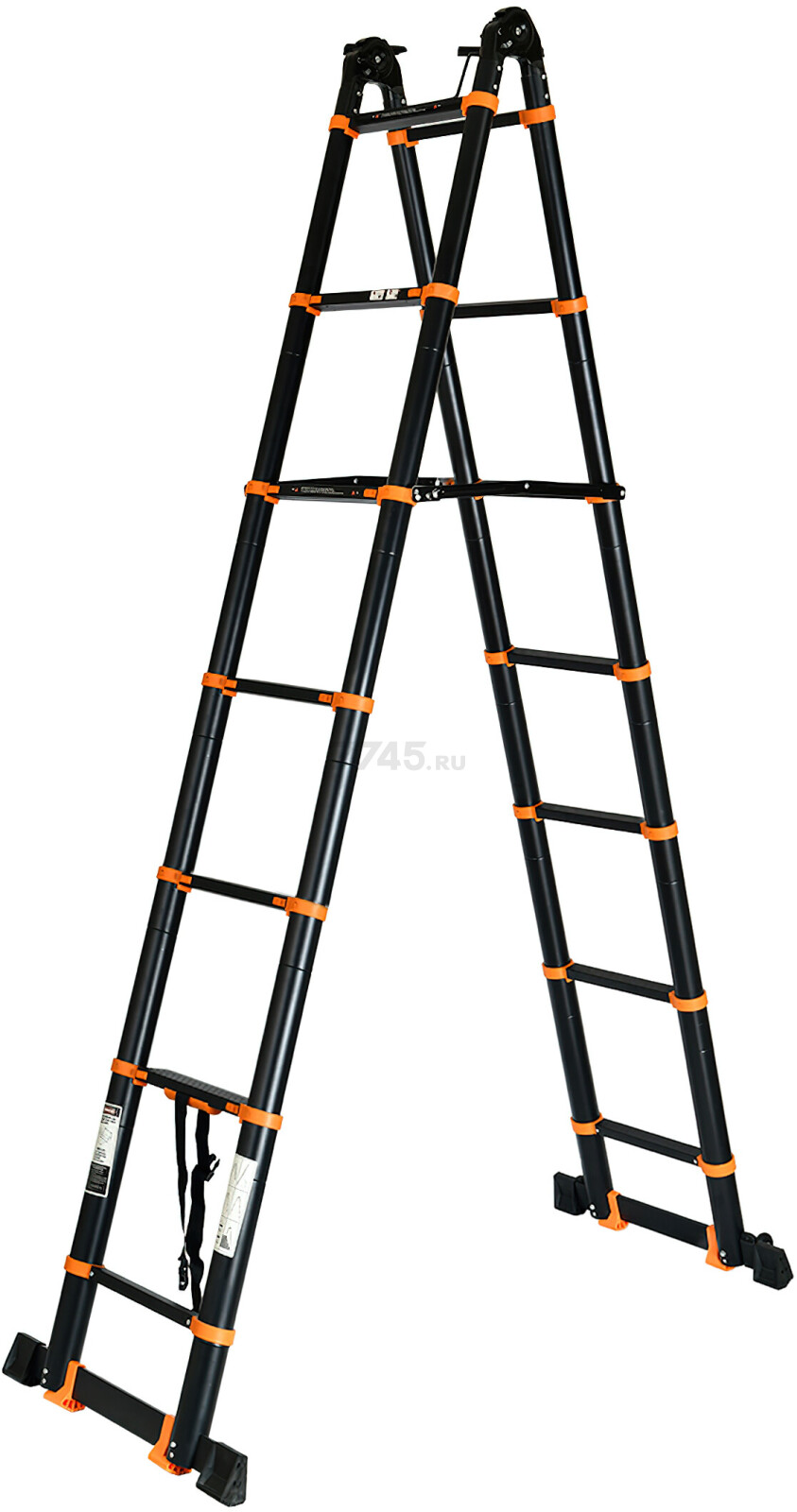 Лестница телескопическая алюминиевая двухсекционная 580 см 19,2 кг STARTUL Black Line (ST9932-058) - Фото 8