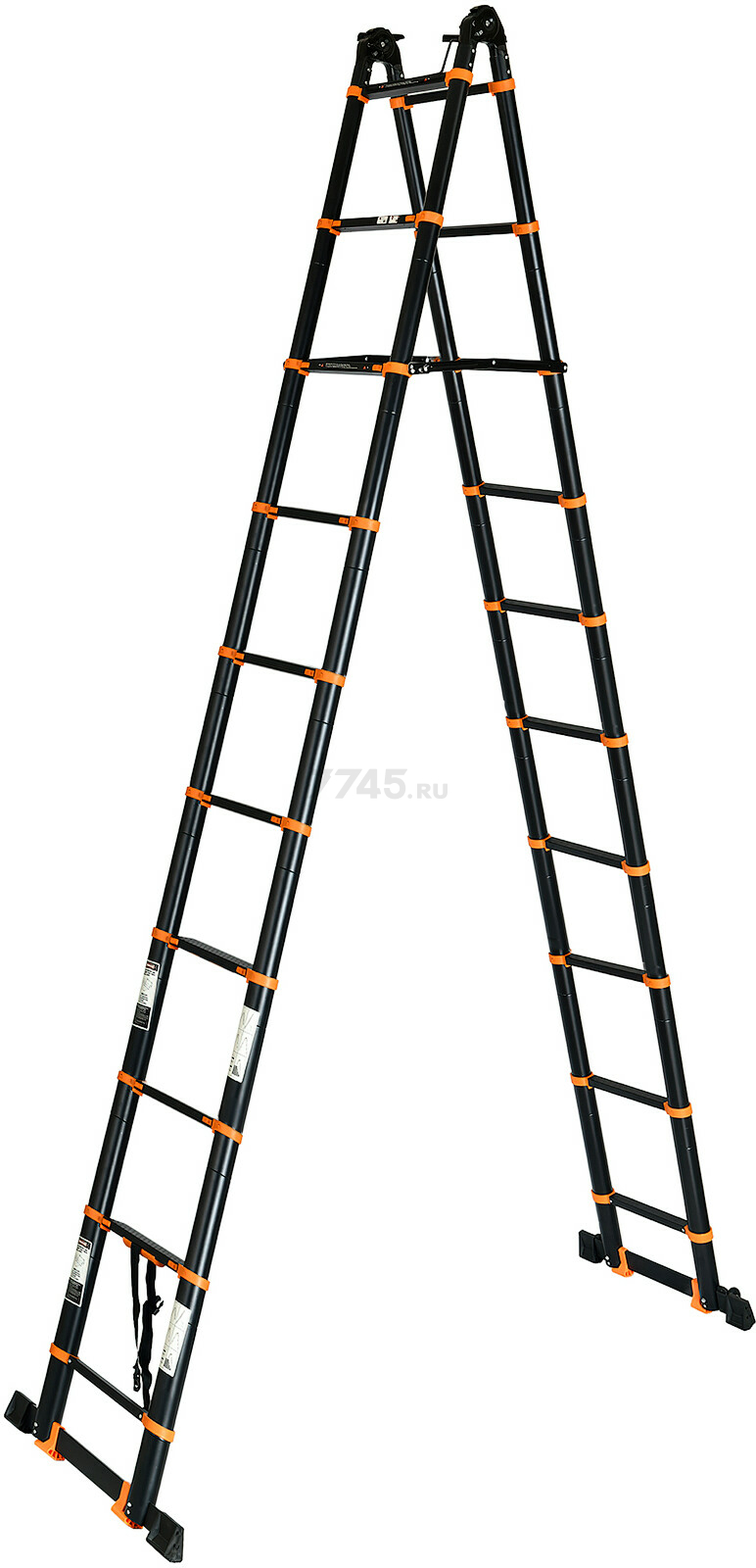 Лестница телескопическая алюминиевая двухсекционная 820 см 28,8 кг STARTUL Black Line (ST9932-082) - Фото 8