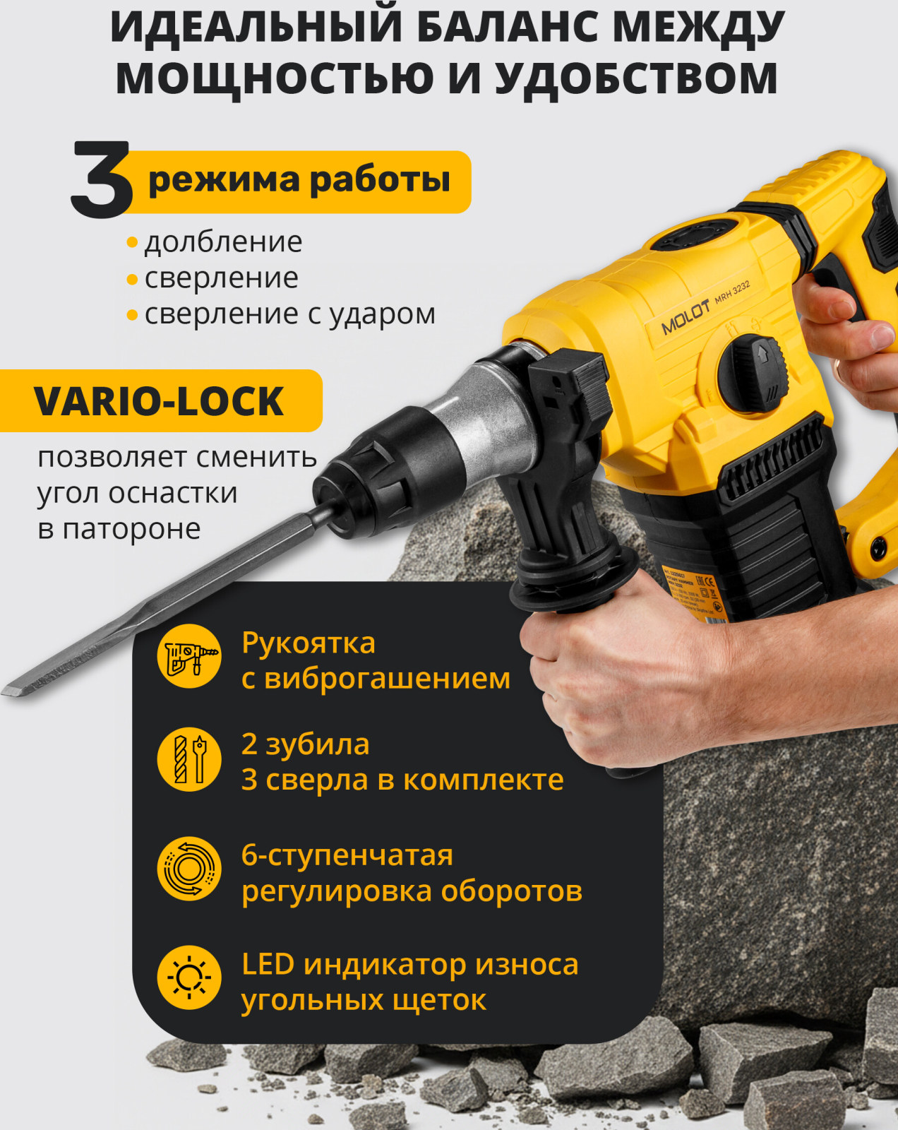 Перфоратор MOLOT MRH 3232 (1325617) - Фото 5