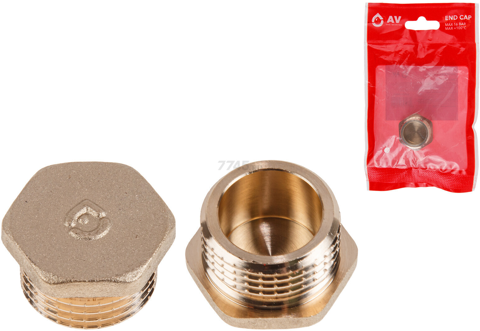 Заглушка латунная 1/2" с наружной резьбой AV ENGINEERING (AVE310002) - Фото 3