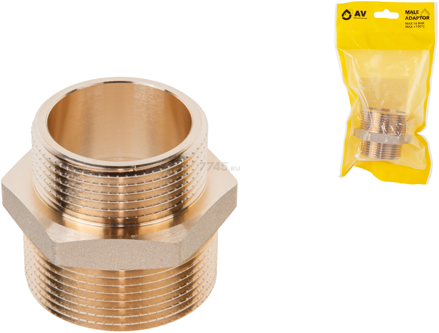 Ниппель латунный редукционный наружная-наружная 1 1/2"х1 1/4" AV ENGINEERING (AVE303018) - Фото 3