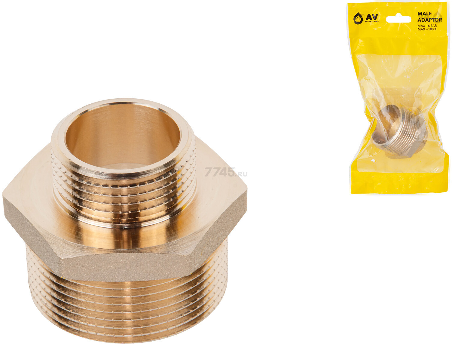 Ниппель латунный редукционный наружная-наружная 1 1/2"х1" AV ENGINEERING (AVE303017) - Фото 3