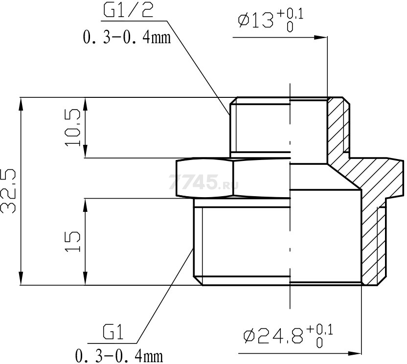 Ниппель латунный редукционный наружная-наружная 1"х1/2" AV ENGINEERING (AVE303020) - Фото 2