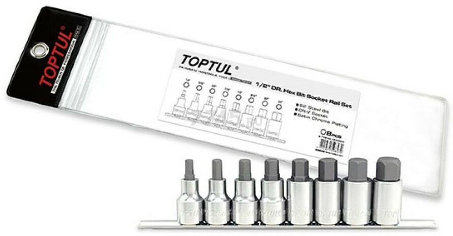 Набор бит 1/2" 8 предметов TOPTUL (GBAG0801)