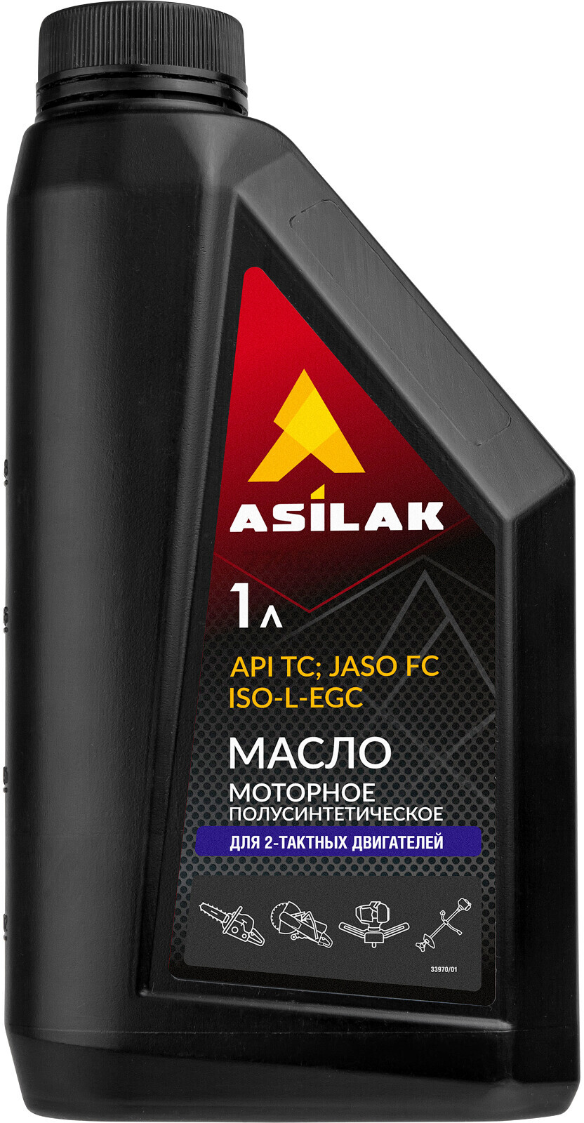 Масло моторное полусинтетическое для 2-тактных двигателей ASILAK 1 л (ASX5011-0)
