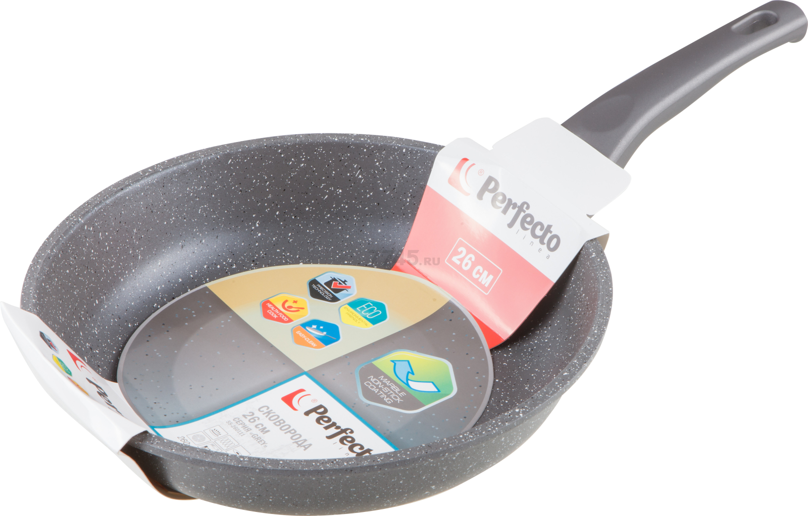 Сковорода алюминиевая 26 см PERFECTO LINEA Grey (55-260111) - Фото 6