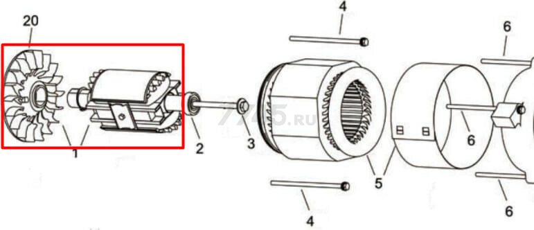 Ротор для генератора Eco PE-8000ES, PE-8501S3 (PES-03008)