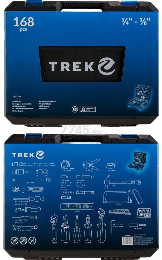 Набор инструментов 1/4", 3/8" 6 граней 168 предметов TREK (TR22168) - Фото 9