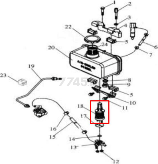 Фильтр топливный в сборе для дизельного двигателя 186F (FMS-01313)