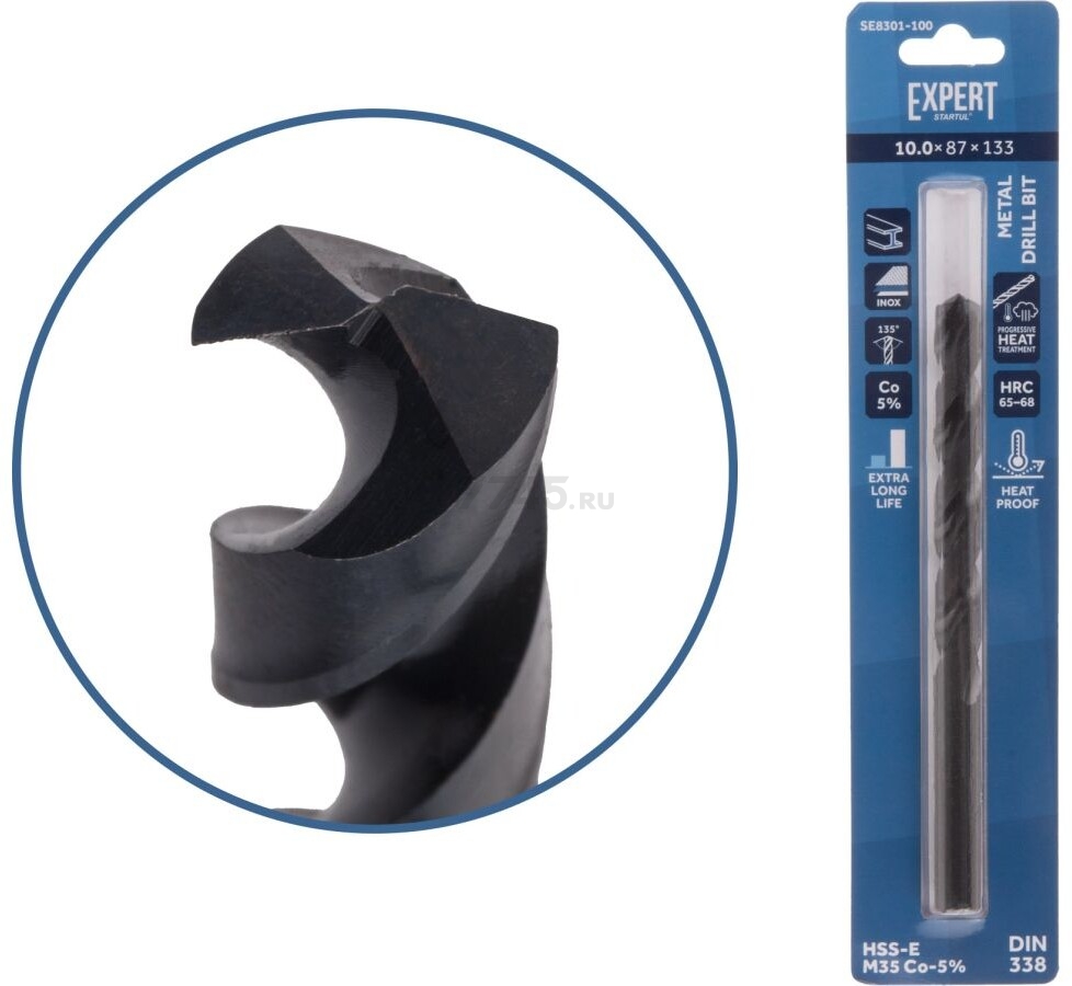 Сверло спиральное по металлу 10.0х87х133 мм STARTUL Black EXPERT (SE8301-100)