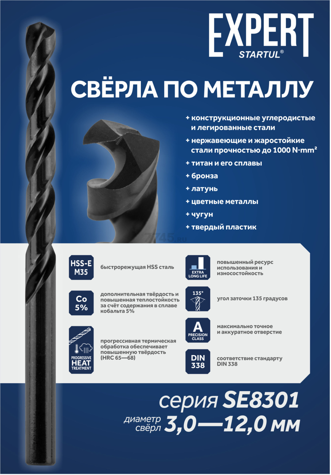 Сверло спиральное по металлу 10.0х87х133 мм STARTUL Black EXPERT (SE8301-100) - Фото 2