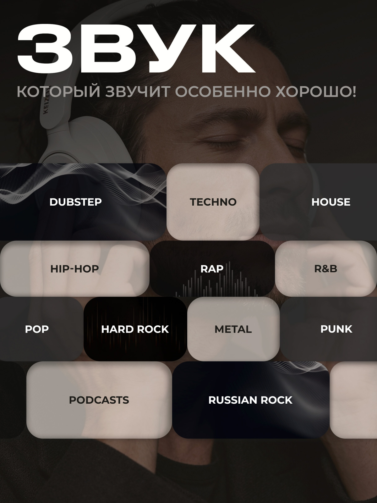 Наушники-гарнитура беспроводные KEIZEN NOYA W KZ-5524115 - Фото 6