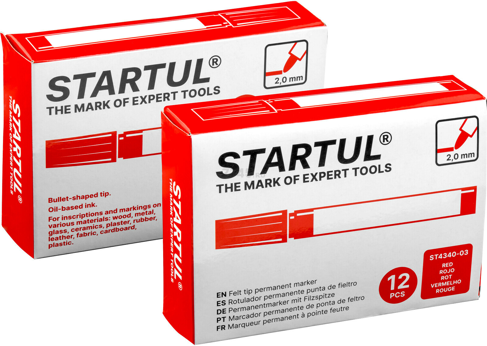 Маркер перманентный фетровый STARTUL Profi красный (ST4340-03) - Фото 5