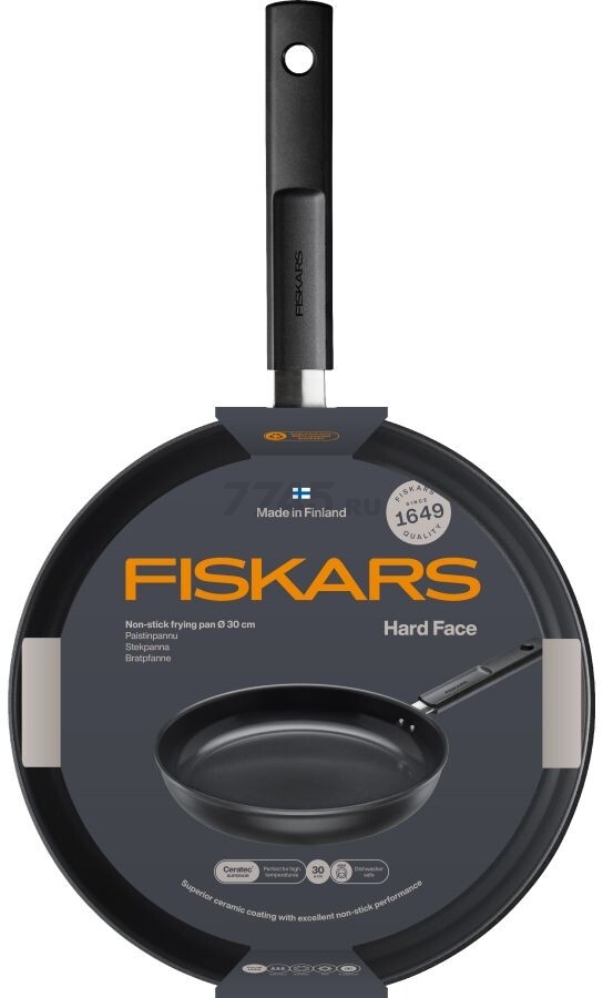 Сковорода алюминиевая 30 см FISKARS Hard Face (1075521) - Фото 4