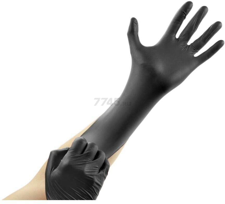 Перчатки нитриловые LIBRY размер L 100 штук черные (KN004BL) - Фото 2