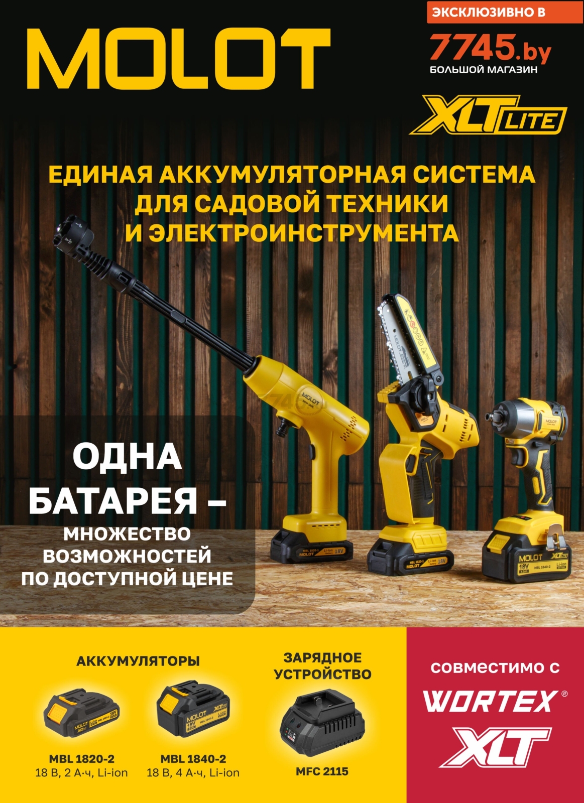 Пила цепная аккумуляторная MOLOT MMS 1805 XLT Lite SET (1334936) - Фото 7