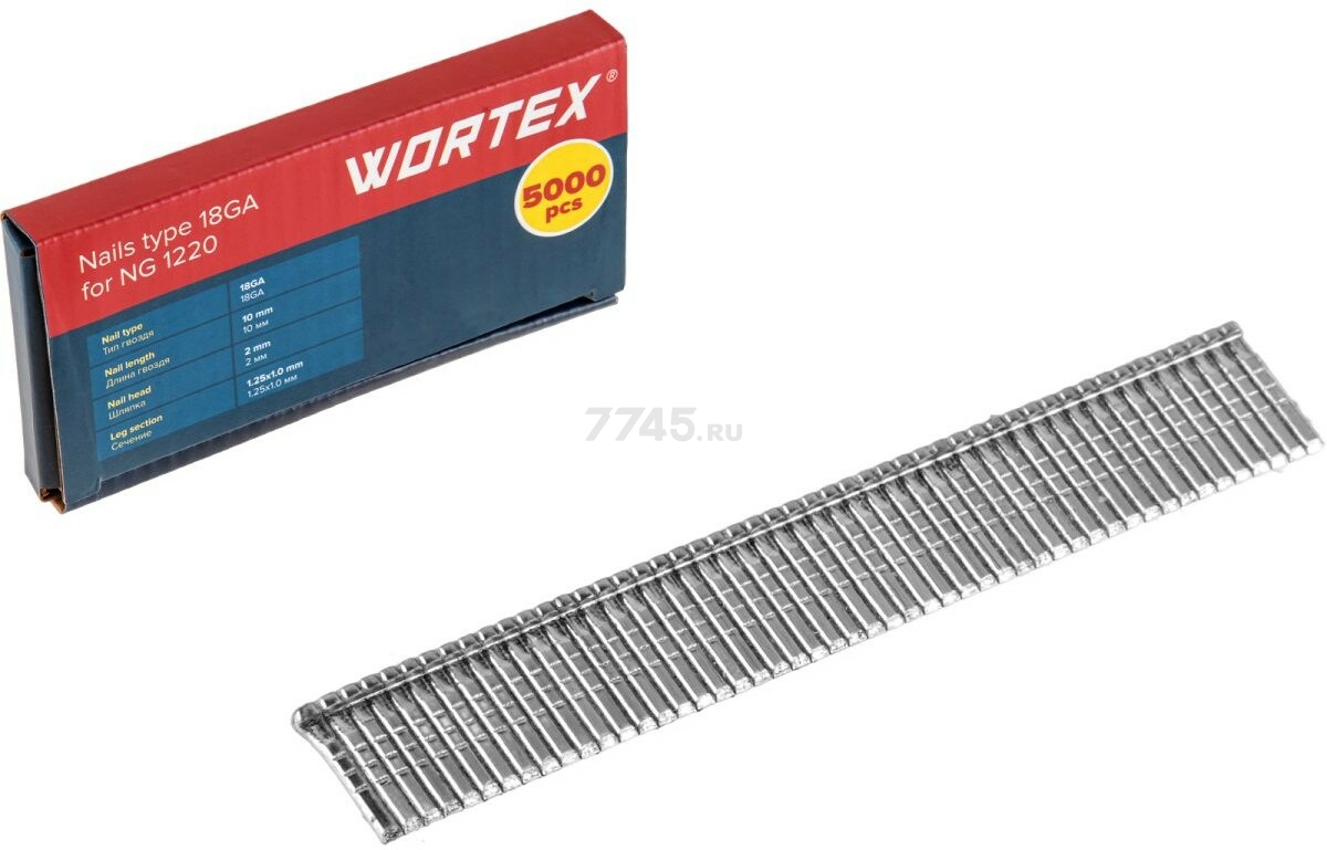 Гвозди отделочные 10 мм тип 18GA 5000 штук WORTEX (1335956)