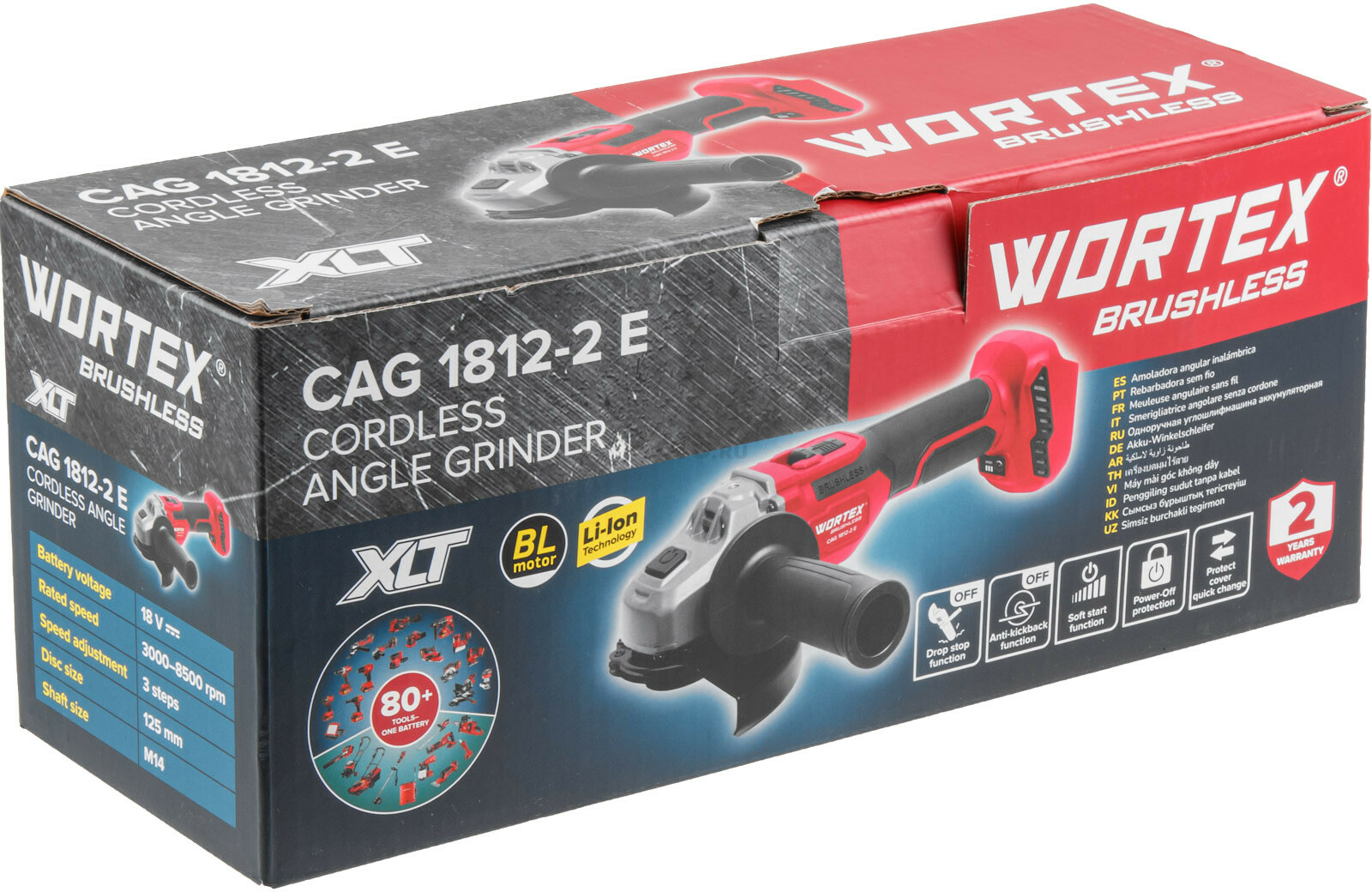 Шлифмашина угловая аккумуляторная WORTEX CAG 1812-2 E XLT SOLO (1334916) - Фото 13