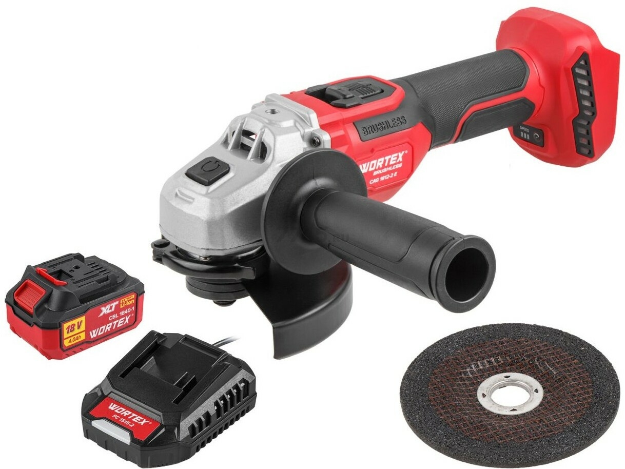 Шлифмашина угловая аккумуляторная WORTEX CAG 1812-2 E XLT SET (1334917) - Фото 3