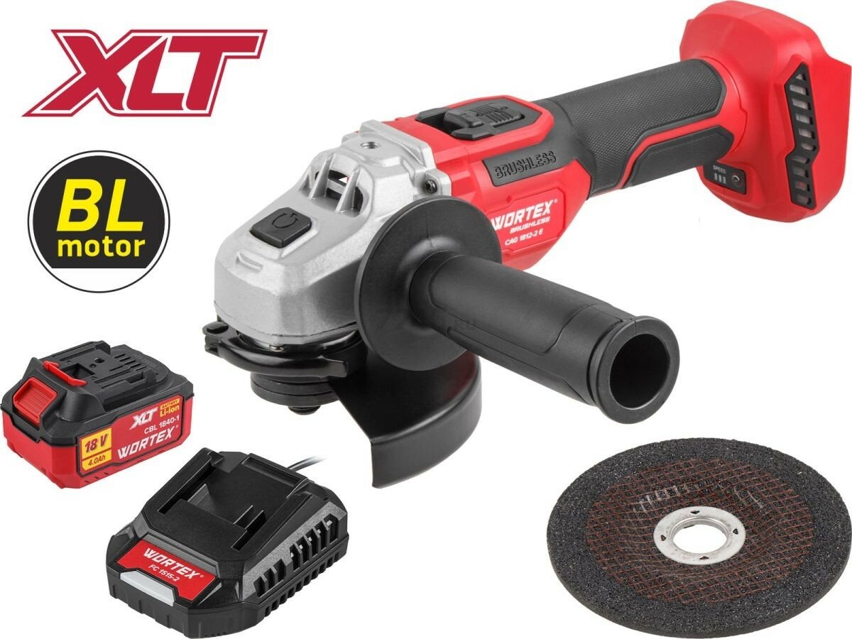 Шлифмашина угловая аккумуляторная WORTEX CAG 1812-2 E XLT SET (1334917)