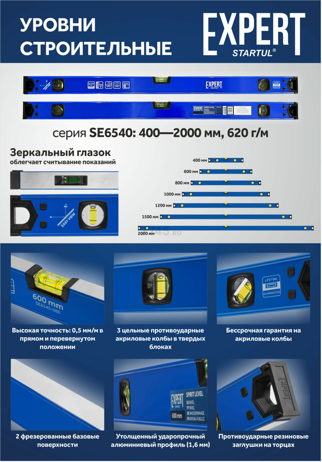 Уровень 1500 мм STARTUL Expert (SE6540-150) - Фото 2