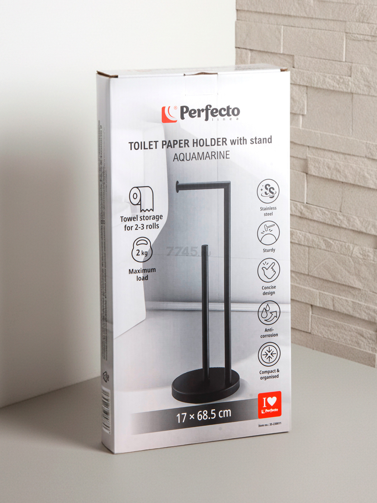 Держатель для туалетной бумаги PERFECTO LINEA Aquamarine напольный черный (35-230011) - Фото 4