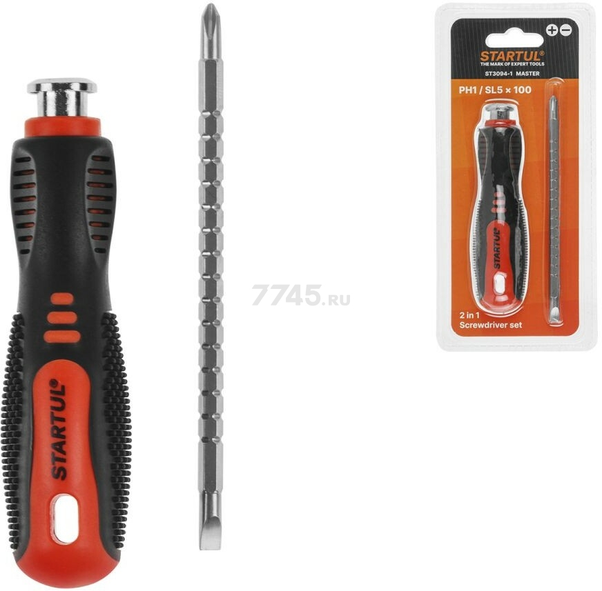 Отвертка комбинированная PH1/SL5 100 мм STARTUL Master (ST3094-1) - Фото 2