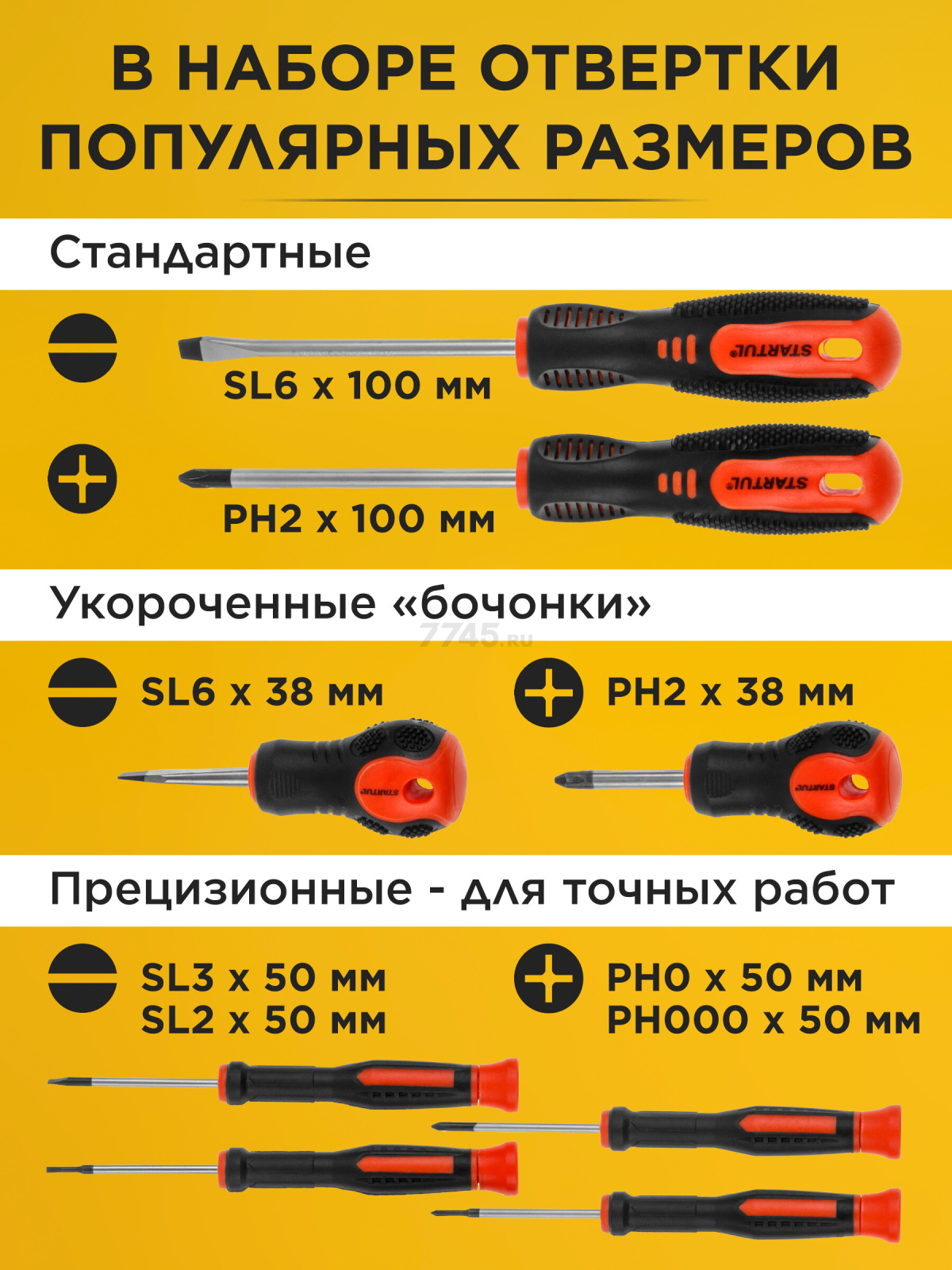 Набор отверток STARTUL Master 8 предметов (ST3093-8) - Фото 2