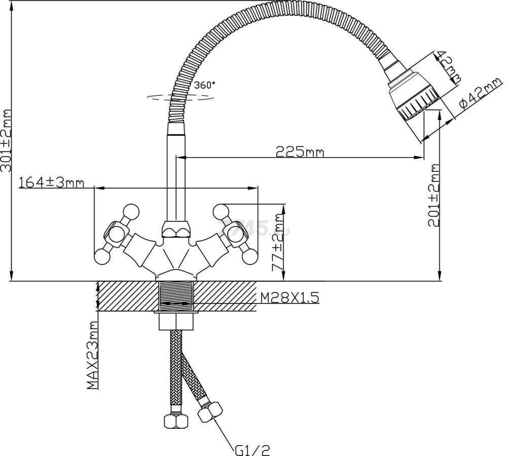 Смеситель для кухни AV ENGINEERING (AVROL4-D55) - Фото 2