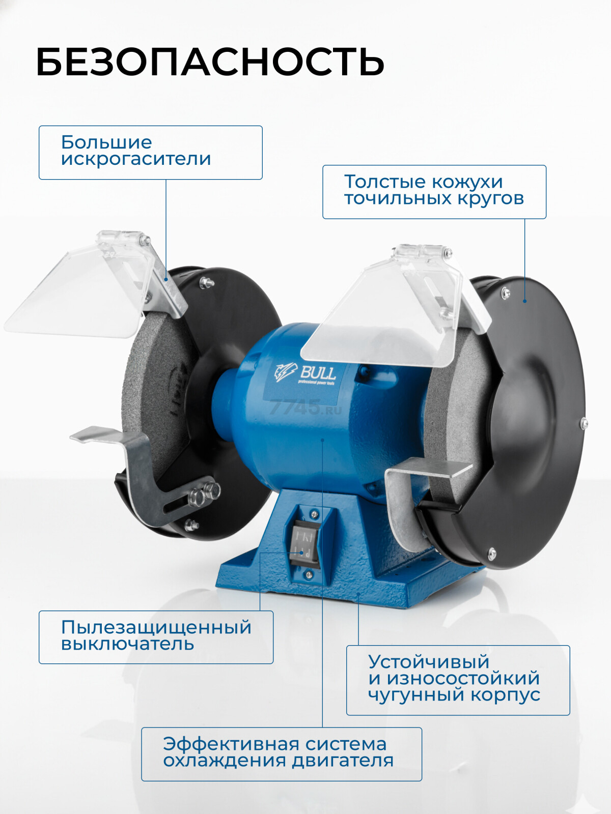 Станок точильный (точило) BULL BG 2045 (1325904) - Фото 3