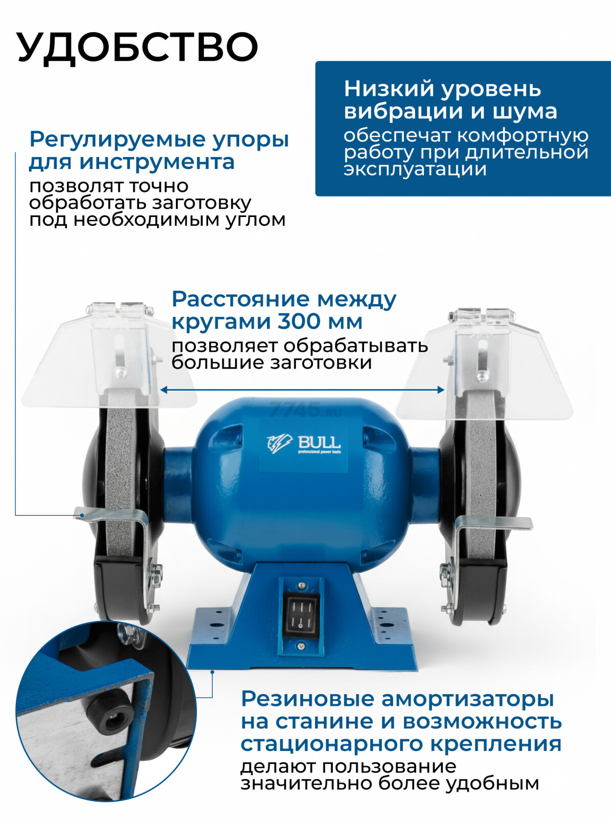 Станок точильный (точило) BULL BG 2045 (1325904) - Фото 4