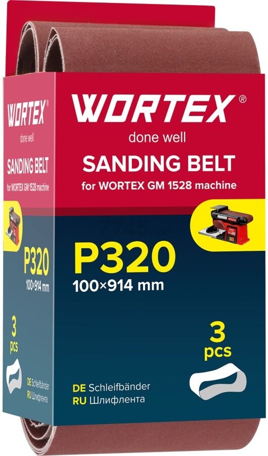 Шлифлента 100x914 мм P320 WORTEX 3 штуки (1325978)