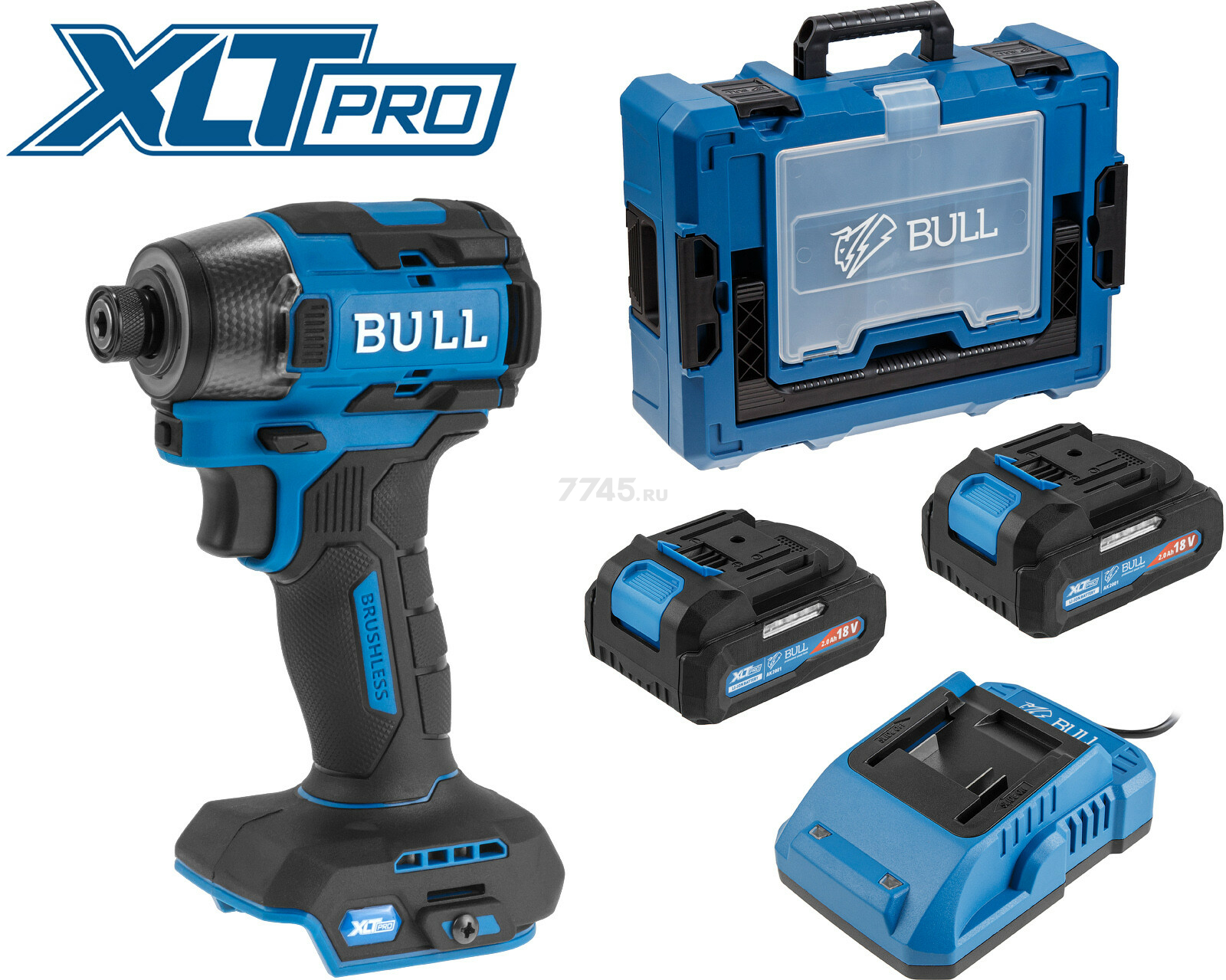 Шуруповерт (винтоверт) ударный аккумуляторный BULL CID 2218 XLTpro SET Xcase (1329954) - Фото 7