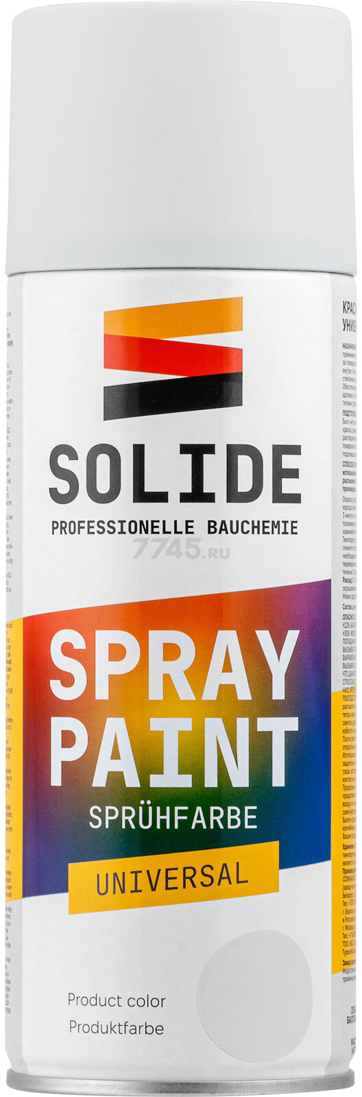 Краска-эмаль аэрозольная универсальная белый матовый SOLIDE 400 мл (SL-27515-1)