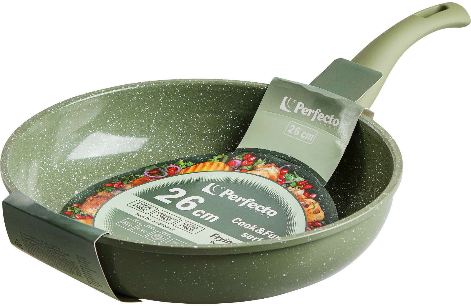 Сковорода алюминиевая 26 см PERFECTO LINEA Cook&Fun природный зелёный (55-265813)