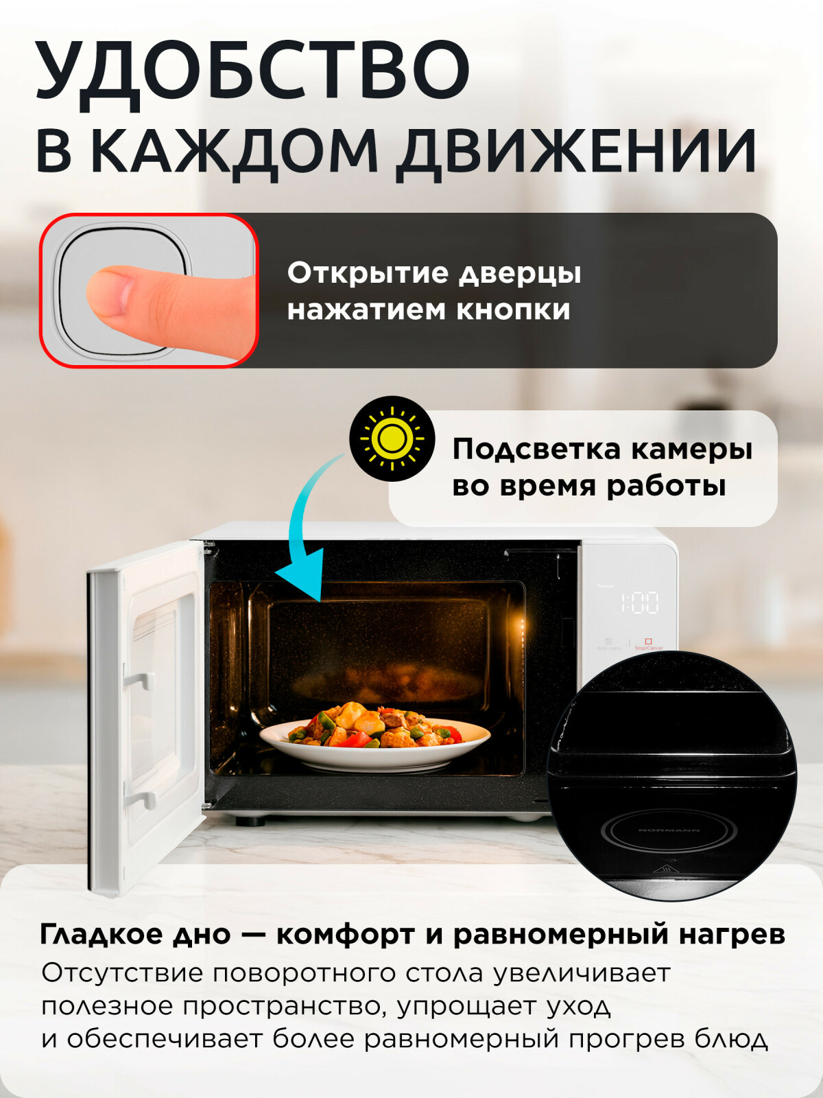 Печь микроволновая NORMANN AMW-922 (N16010-4) - Фото 3