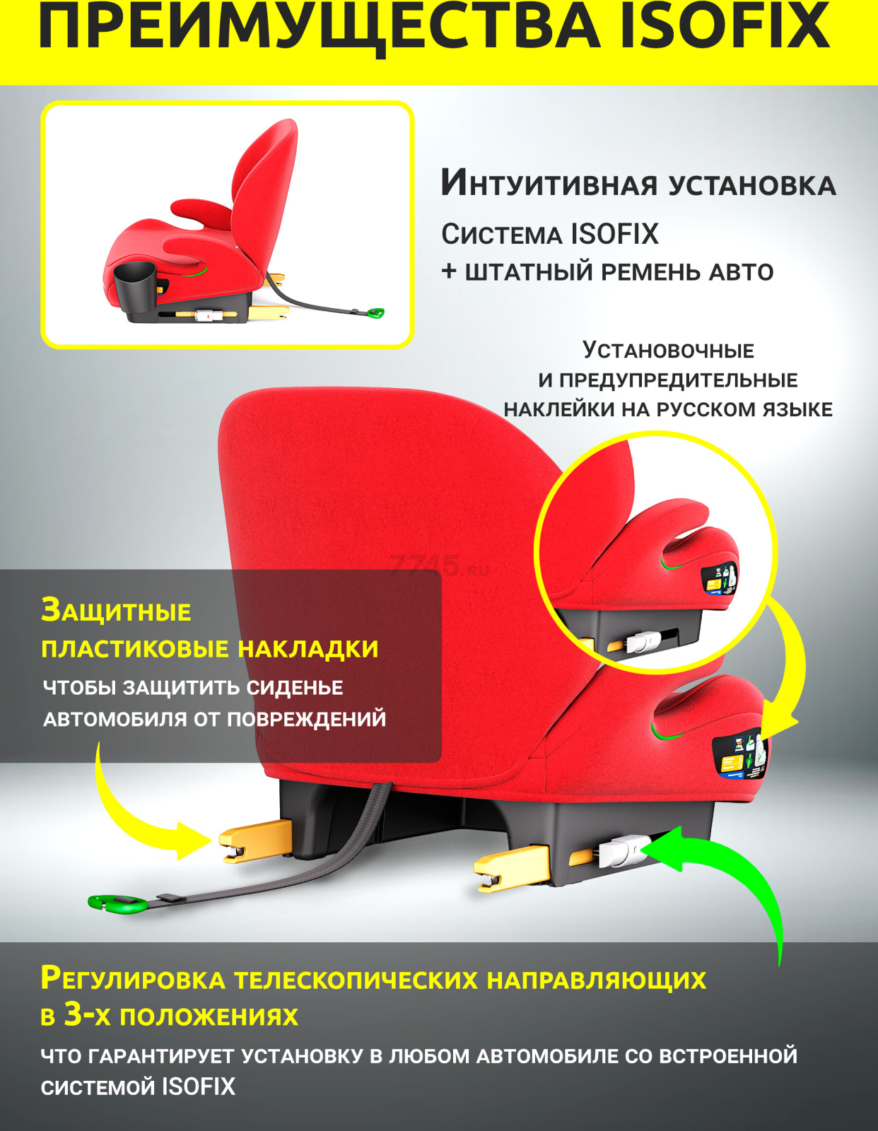 Автокресло-бустер BONBINI Grande Coral Red melange (BO-3231118) - Фото 3