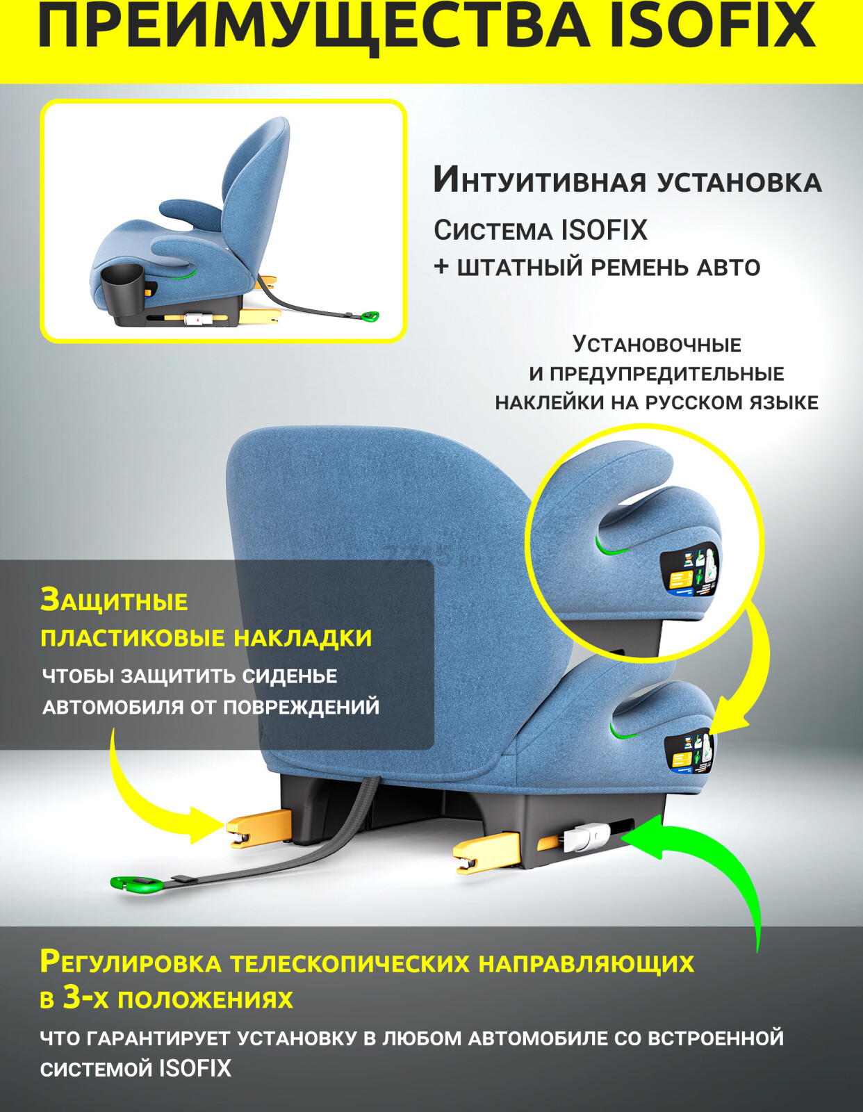 Автокресло-бустер BONBINI Grande Blue melange (BO-3231116) - Фото 3