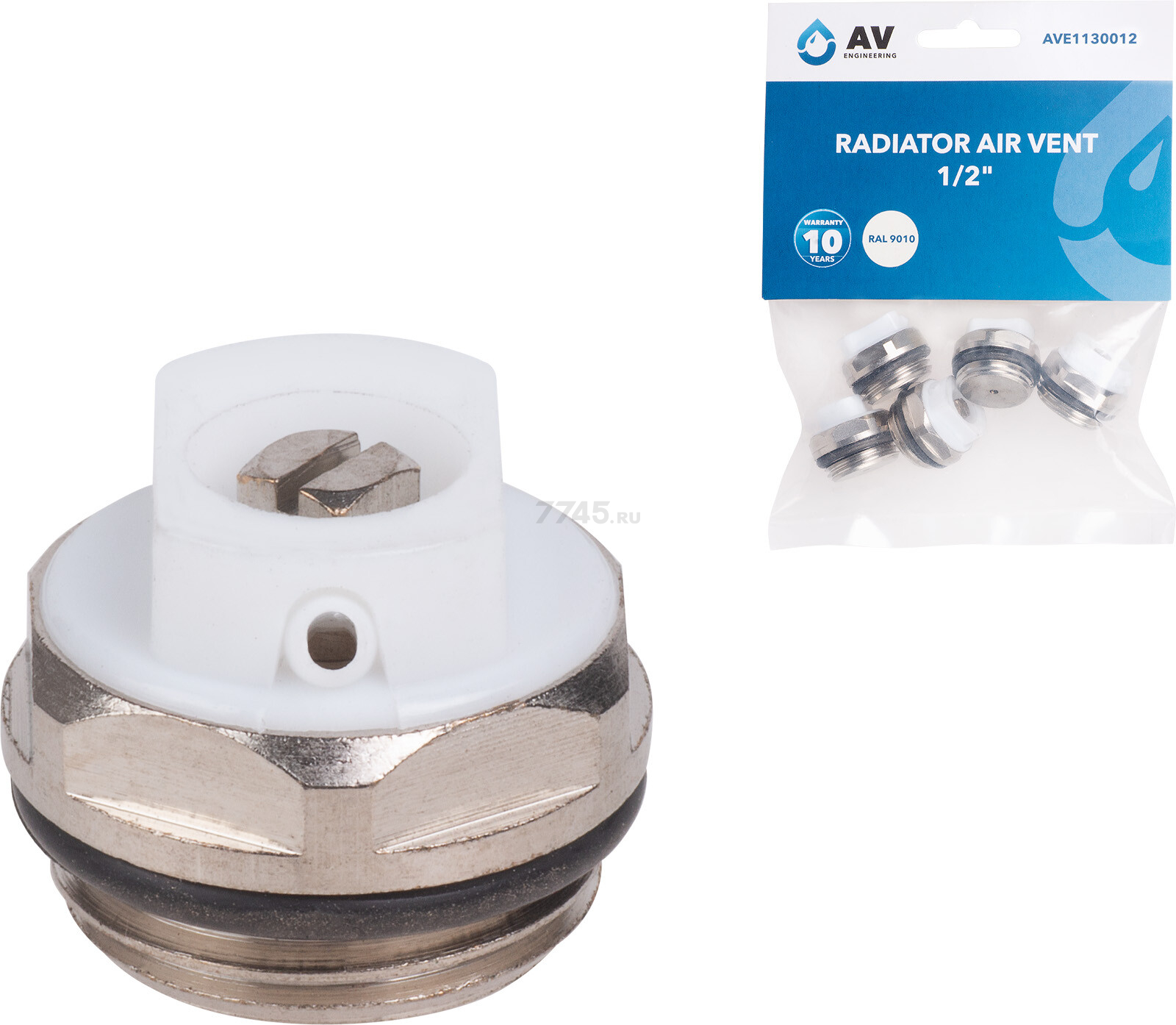 Воздухоотводчик для радиатора 1/2" AV ENGINEERING 5 штук (AVE1130012)