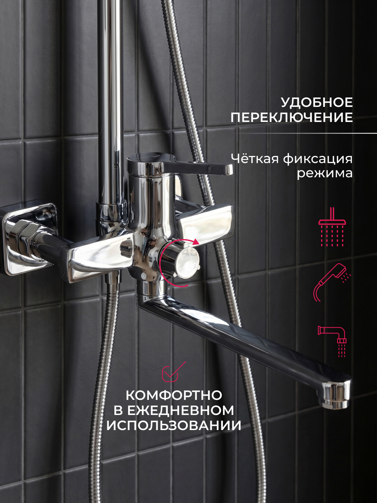 Душевая стойка ECONOCE D35 серия 750 (EC0754) - Фото 4