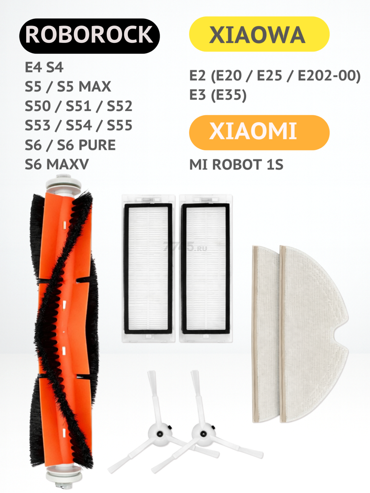 Набор расходных материалов для робот-пылесосов Roborock и Xiaowa BRUNER (MPVC-3622) - Фото 2