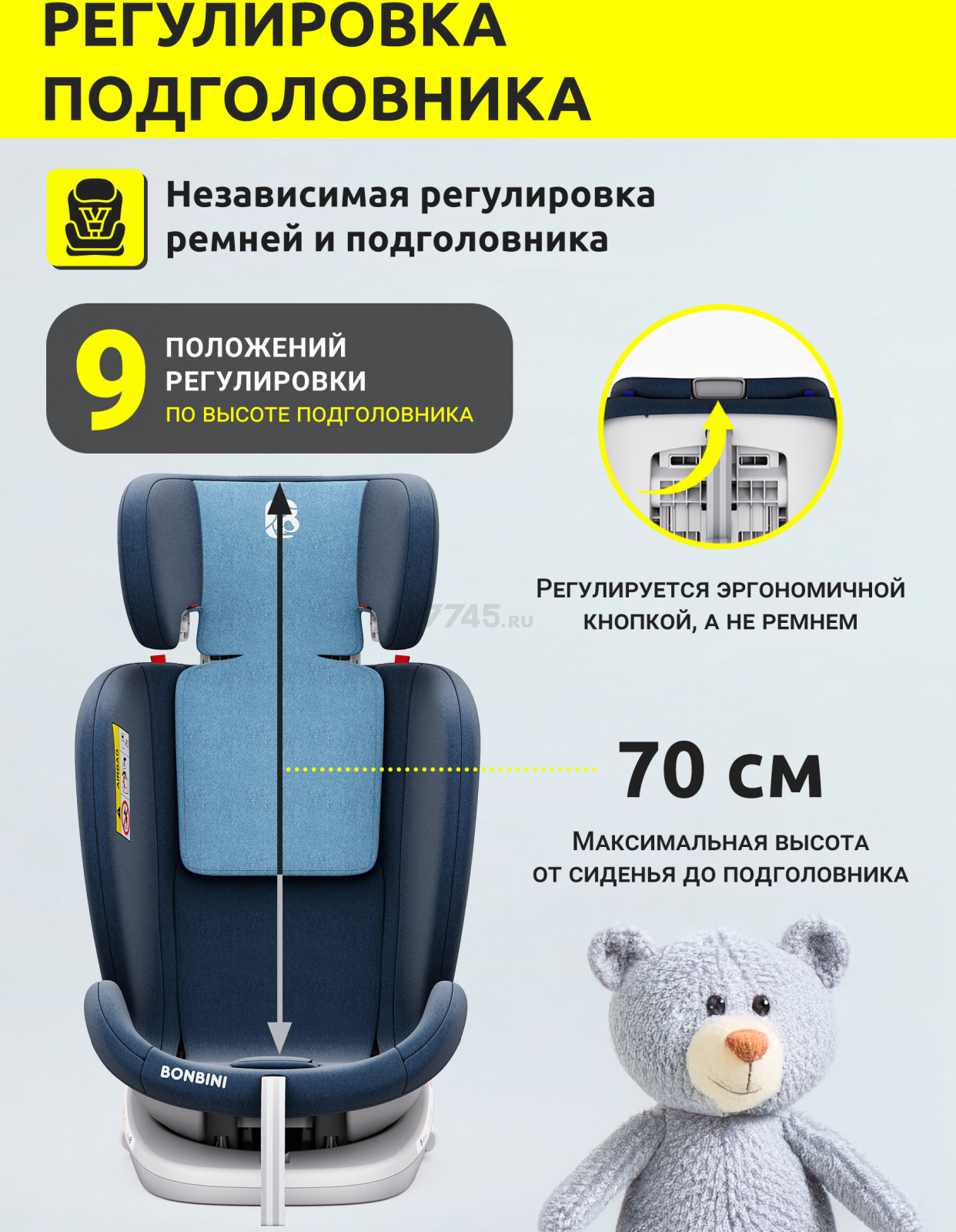 Автокресло BONBINI Universe Blue melange (BO-3231123) - Фото 8