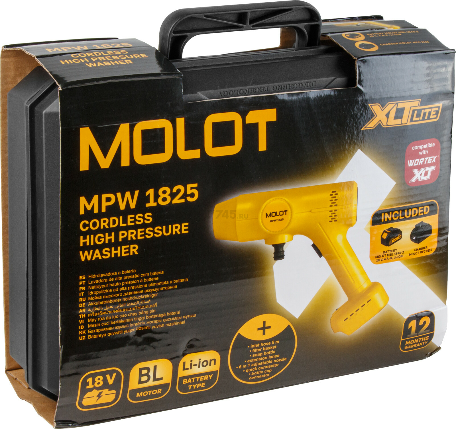 Мойка высокого давления (пистолет) аккумуляторная MOLOT MPW 1825 XLT Lite SET (2318011) - Фото 25